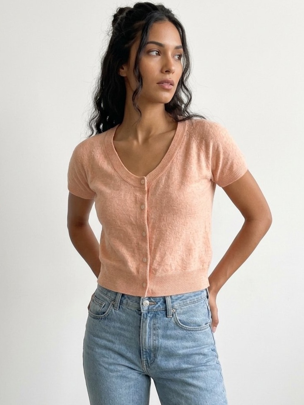 Madewell Cropped Button Front cardigan Top